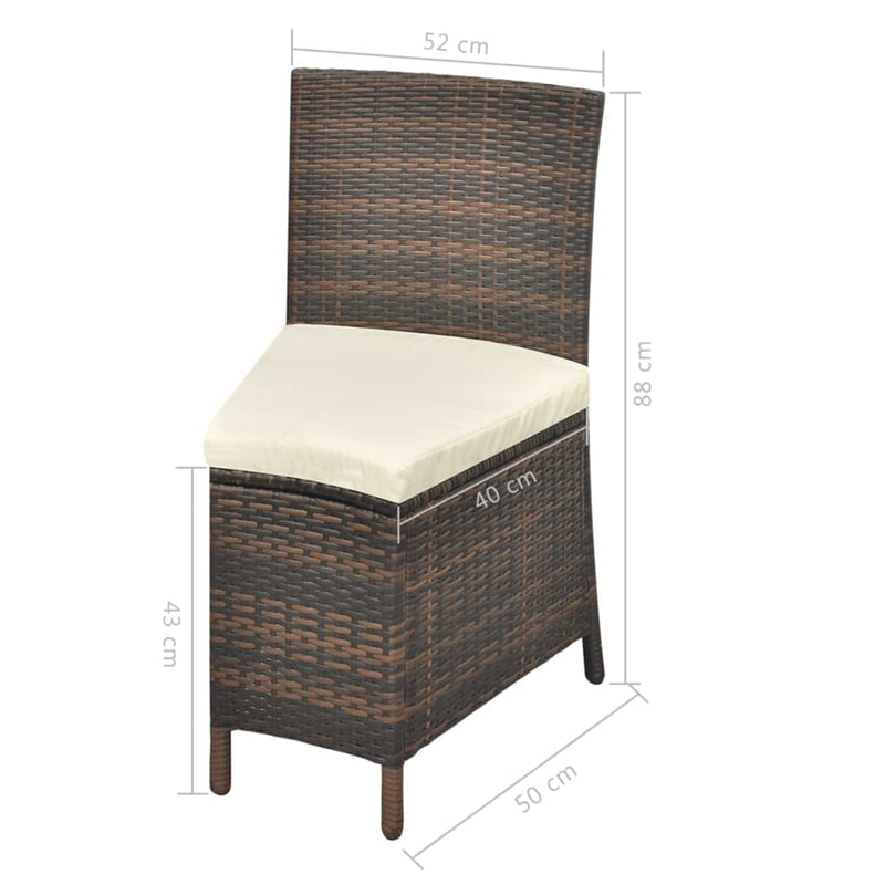 vidaXL 7 Piece Outdoor Dining Set with Cushions Poly Rattan Black