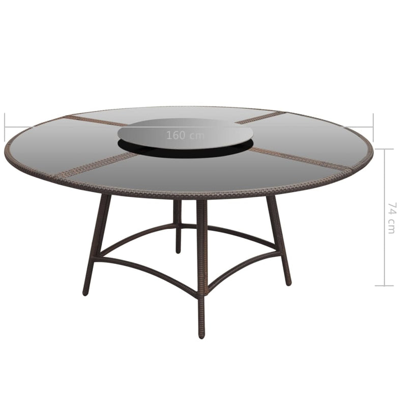 vidaXL 7 Piece Outdoor Dining Set with Cushions Poly Rattan Black