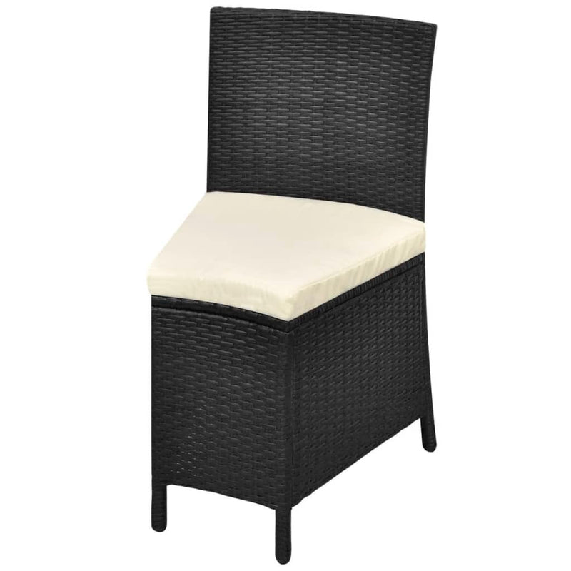 vidaXL 7 Piece Outdoor Dining Set with Cushions Poly Rattan Black