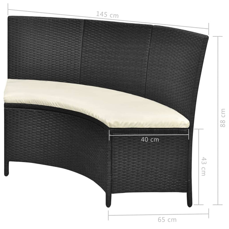 vidaXL 7 Piece Outdoor Dining Set with Cushions Poly Rattan Black