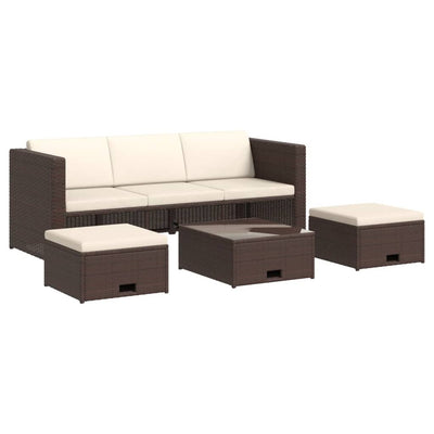 vidaXL 4 Piece Garden Lounge Set with Cushions Poly Rattan Black