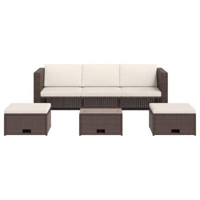 vidaXL 4 Piece Garden Lounge Set with Cushions Poly Rattan Black