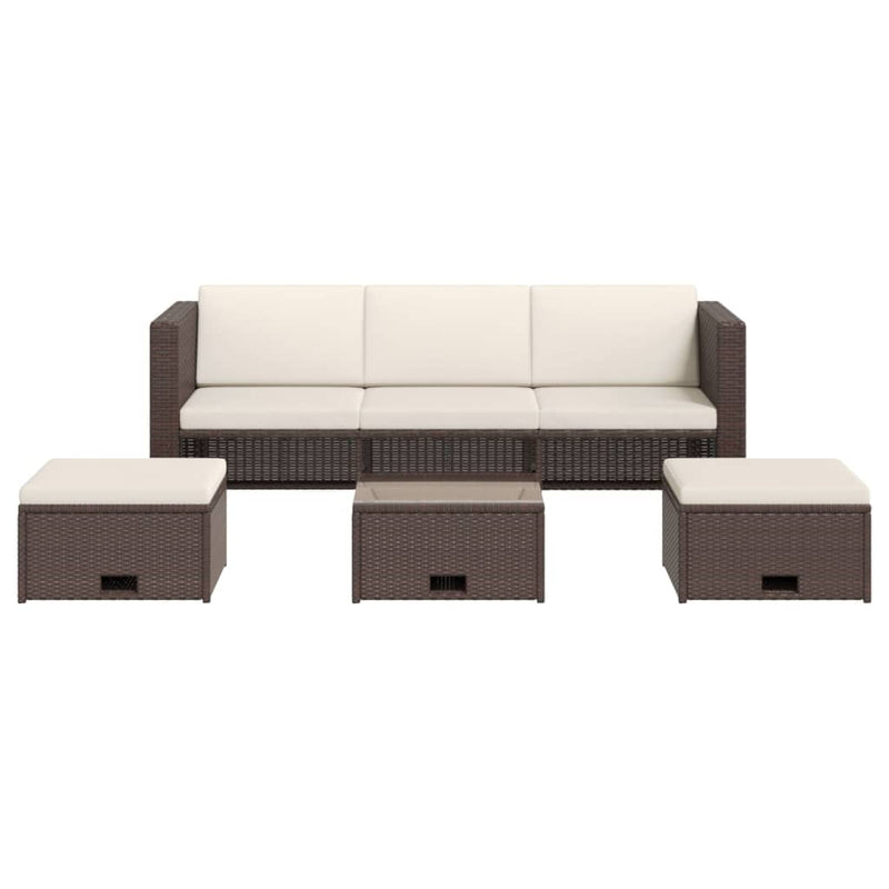 vidaXL 4 Piece Garden Lounge Set with Cushions Poly Rattan Black
