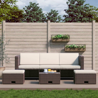 vidaXL 4 Piece Garden Lounge Set with Cushions Poly Rattan Black