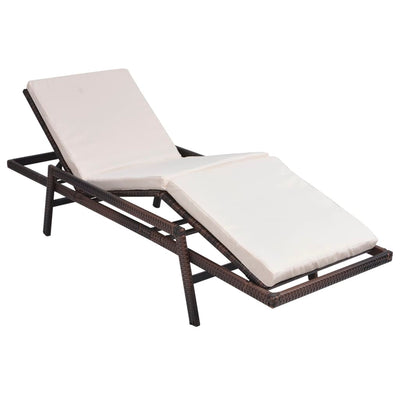 vidaXL Sun Lounger with Cushion Poly Rattan Black