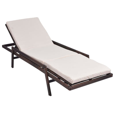 vidaXL Sun Lounger with Cushion Poly Rattan Black