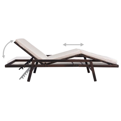 vidaXL Sun Lounger with Cushion Poly Rattan Black
