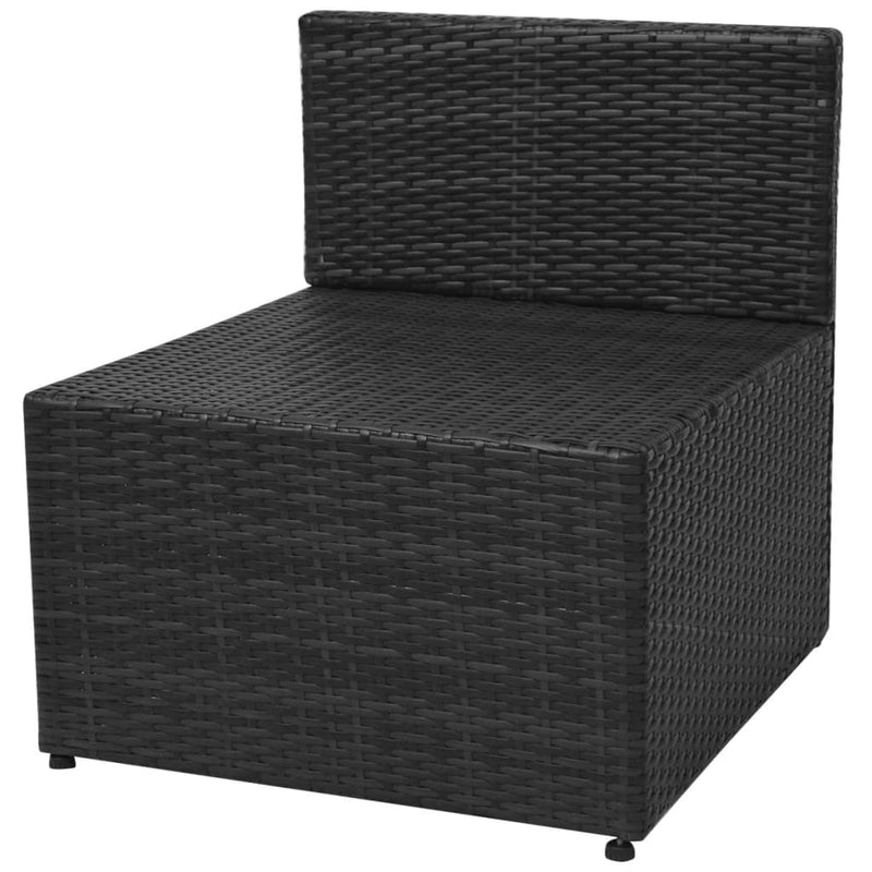 vidaXL 5 Piece Garden Lounge Set with Cushions Poly Rattan Black