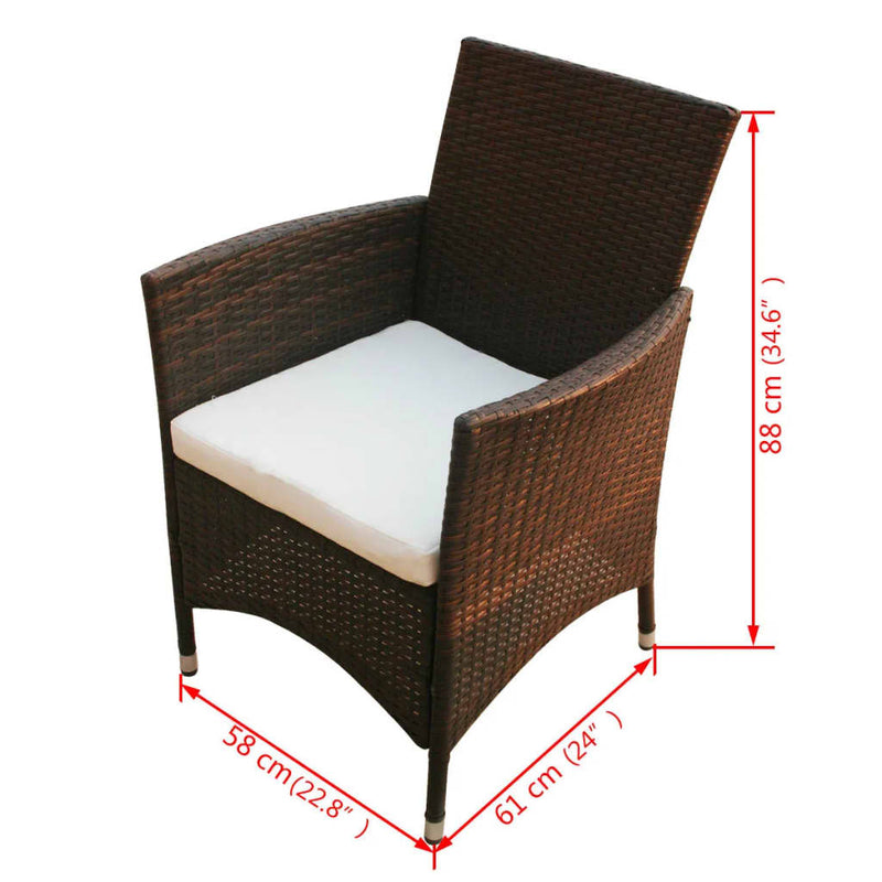 vidaXL 9 Piece Outdoor Dining Set with Cushions Poly Rattan Black