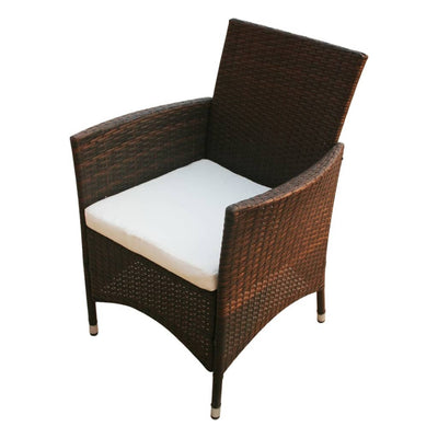 vidaXL 5 Piece Outdoor Dining Set with Cushions Poly Rattan Black