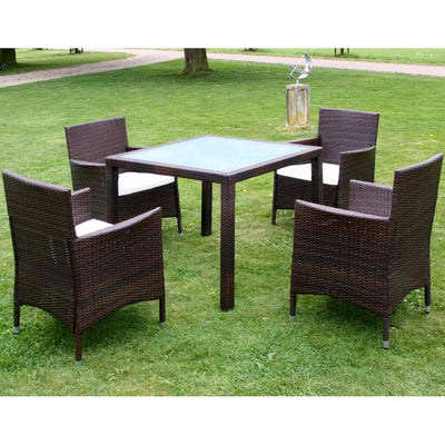 vidaXL 5 Piece Outdoor Dining Set with Cushions Poly Rattan Black