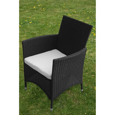 vidaXL 5 Piece Outdoor Dining Set with Cushions Poly Rattan Black