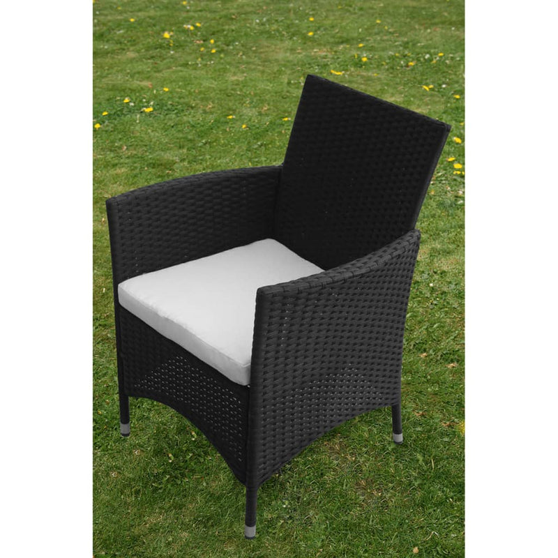 vidaXL 5 Piece Outdoor Dining Set with Cushions Poly Rattan Black