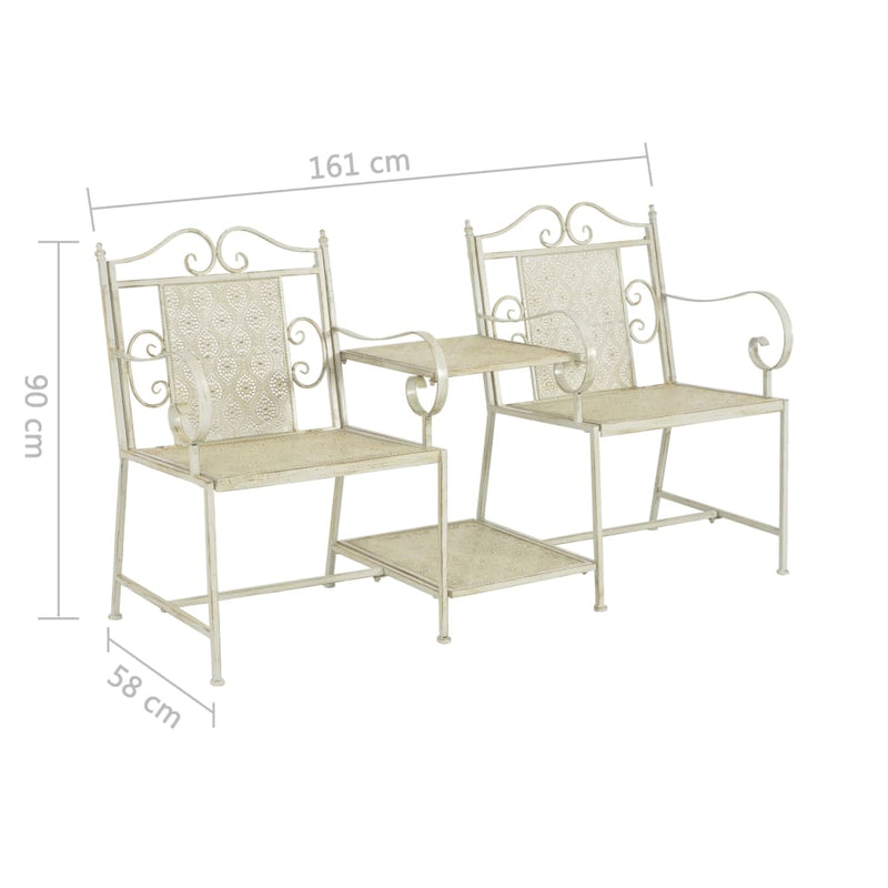 vidaXL 2 Seater Garden Bench 161 cm Steel Grey