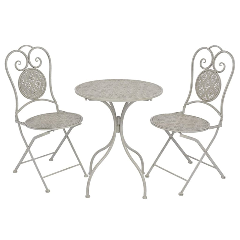 vidaXL 3 Piece Bistro Set Steel Grey