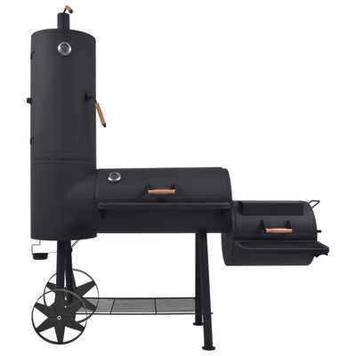 vidaXL BBQ Charcoal Smoker with Bottom Shelf Black Heavy XXL