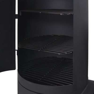 vidaXL BBQ Charcoal Smoker with Bottom Shelf Black Heavy XXL