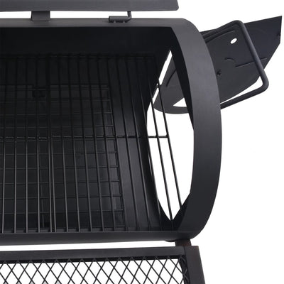 vidaXL BBQ Charcoal Smoker with Bottom Shelf Black Heavy XXL