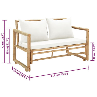 vidaXL 2 Seater Garden Sofa with Cushions Bamboo