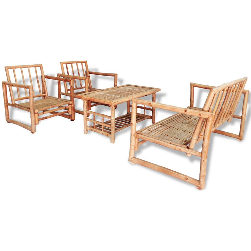 vidaXL 4 Piece Garden Lounge Set with Cushions Bamboo