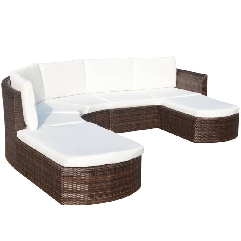 vidaXL 4 Piece Garden Lounge Set with Cushions Poly Rattan Black