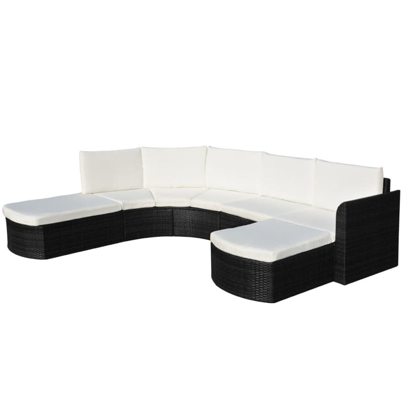 vidaXL 4 Piece Garden Lounge Set with Cushions Poly Rattan Black