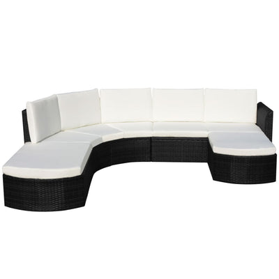 vidaXL 4 Piece Garden Lounge Set with Cushions Poly Rattan Black