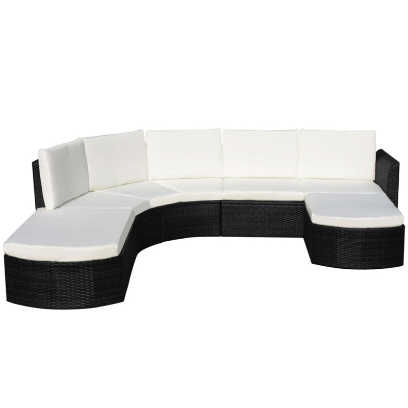 vidaXL 4 Piece Garden Lounge Set with Cushions Poly Rattan Black