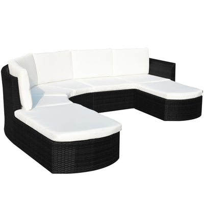 vidaXL 4 Piece Garden Lounge Set with Cushions Poly Rattan Black