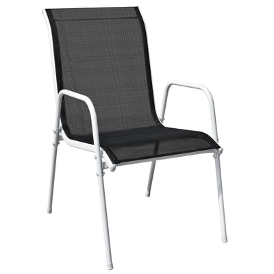 vidaXL 7 Piece Outdoor Dining Set Steel Black