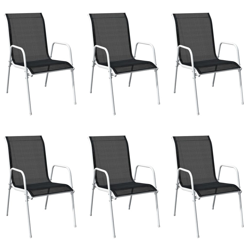 vidaXL Stackable Garden Chairs 6 pcs Steel and Textilene Black