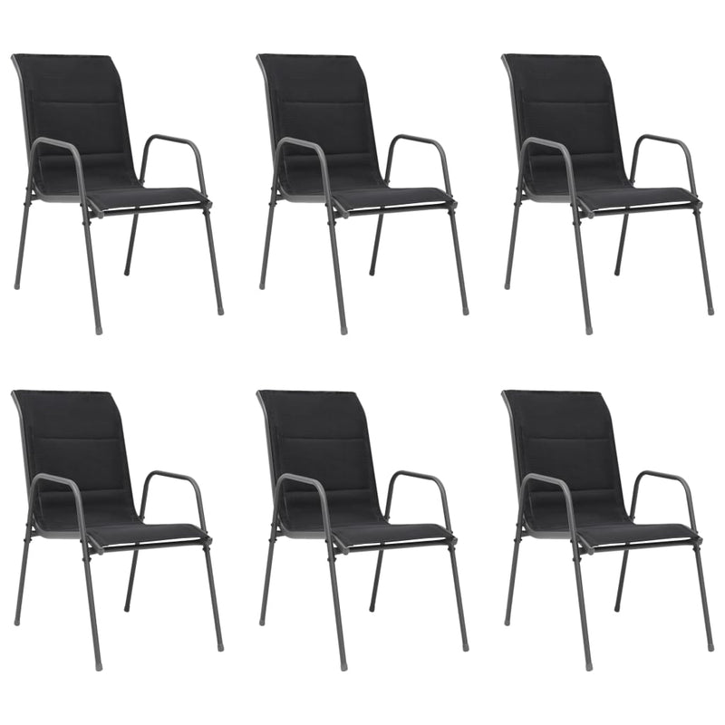 vidaXL Stackable Garden Chairs 6 pcs Steel and Textilene Black