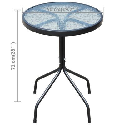 vidaXL 3 Piece Bistro Set Steel Black