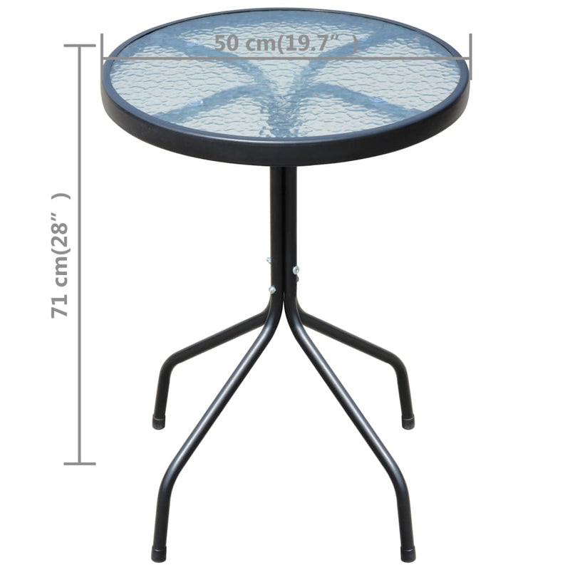 vidaXL 3 Piece Bistro Set Steel Black