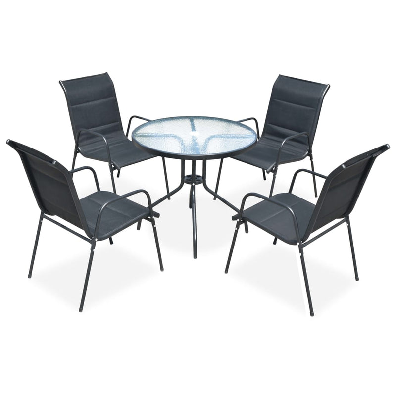 vidaXL 5 Piece Outdoor Dining Set Steel Black