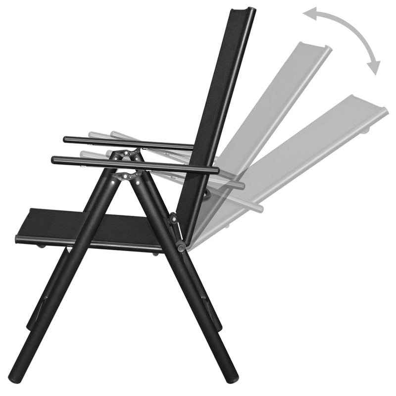 vidaXL 9 Piece Folding Outdoor Dining Set Aluminium Black