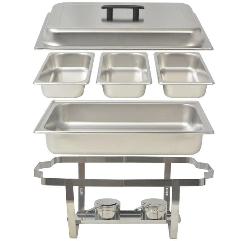 vidaXL 3 Piece Chafing Dish Set Stainless Steel