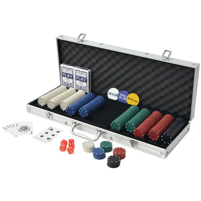 vidaXL Poker Set with 500 Chips Aluminium