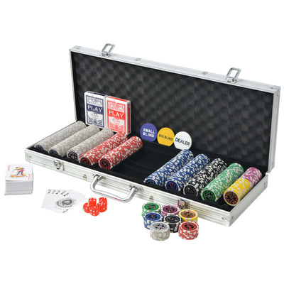 vidaXL Poker Set with 500 Laser Chips Aluminium