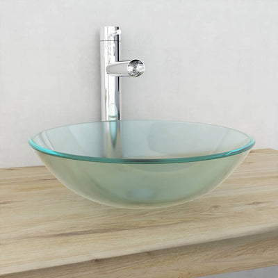 vidaXL Basin Tempered Glass 42 cm Transparent