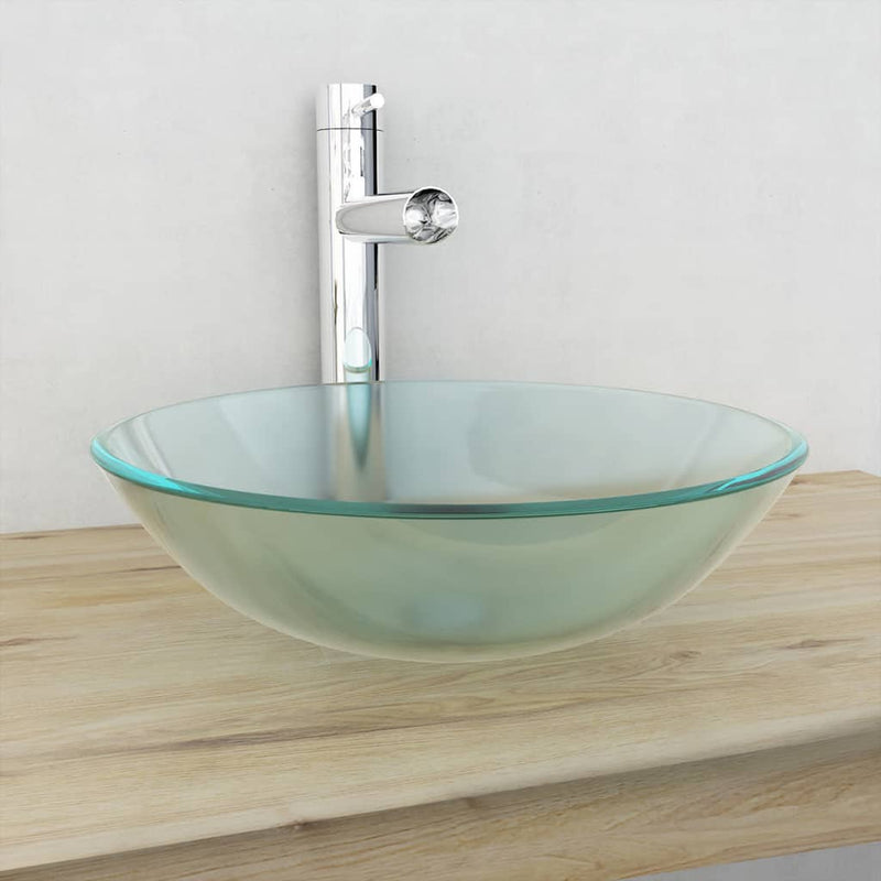 vidaXL Basin Tempered Glass 42 cm Transparent