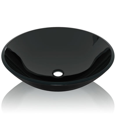 vidaXL Basin Tempered Glass 42 cm Black