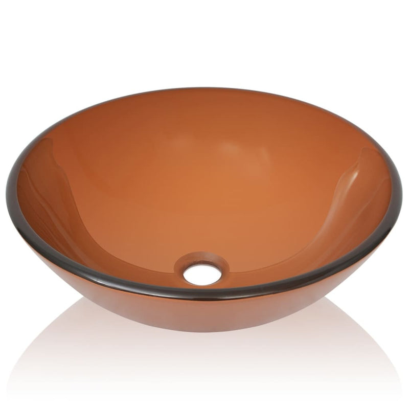 vidaXL Basin Tempered Glass 42 cm Brown