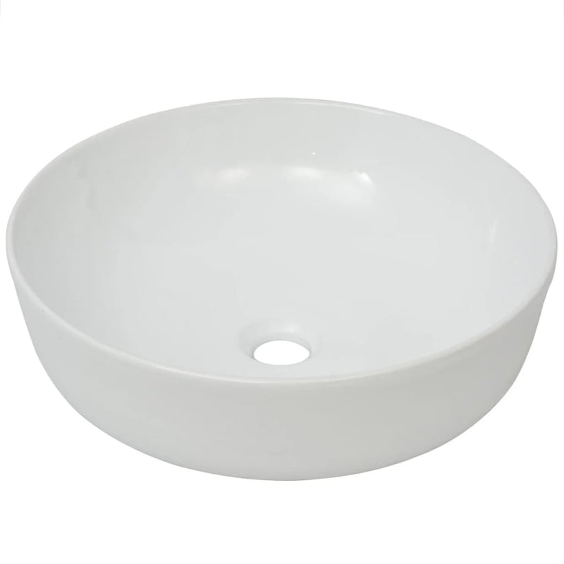 vidaXL Basin Round Ceramic White 40x15 cm