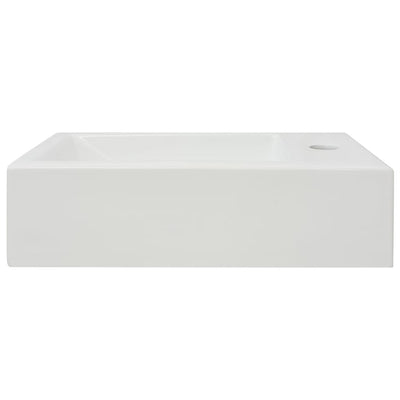 vidaXL Basin with Faucet Hole Rectangular Ceramic White 46x25.5x12 cm
