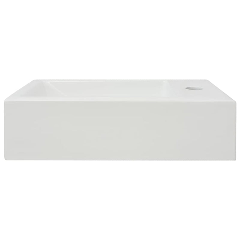 vidaXL Basin with Faucet Hole Rectangular Ceramic White 46x25.5x12 cm
