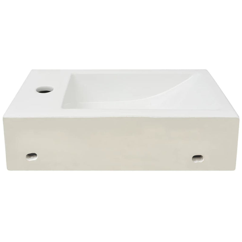 vidaXL Basin with Faucet Hole Rectangular Ceramic White 46x25.5x12 cm