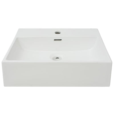 vidaXL Basin with Faucet Hole Ceramic White 76x42.5x14.5 cm