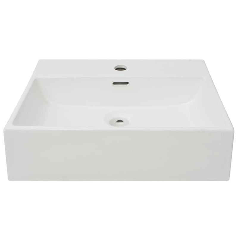 vidaXL Basin with Faucet Hole Ceramic White 76x42.5x14.5 cm