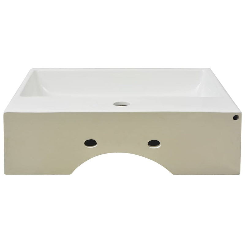 vidaXL Basin with Faucet Hole Ceramic White 76x42.5x14.5 cm